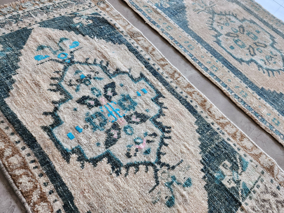 Vintage Türk Yastık Halı 2'li Set 51 x 97 cm