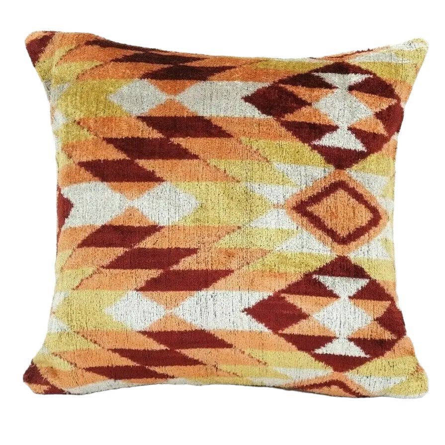 İpek Ikat Kadife Kırlent Kılıfı 40 x 40 cm