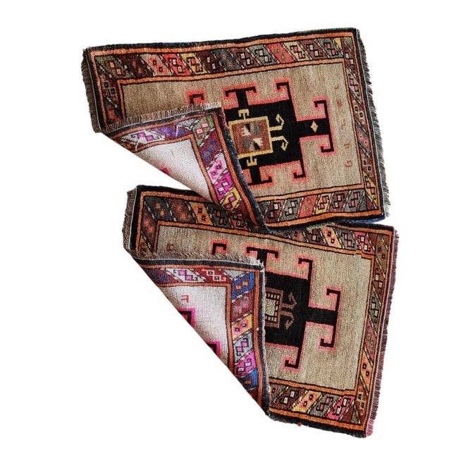 Vintage Uşak Yastık Halı 2'li Set 56 x 79 cm