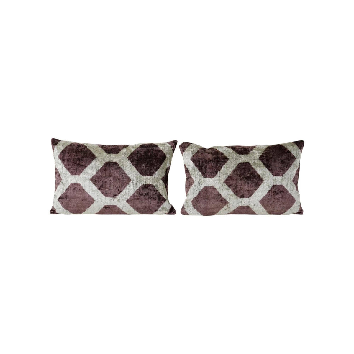 İpek Ikat Kadife Kırlent Kılıfı 2'li Set 40 x 60 cm