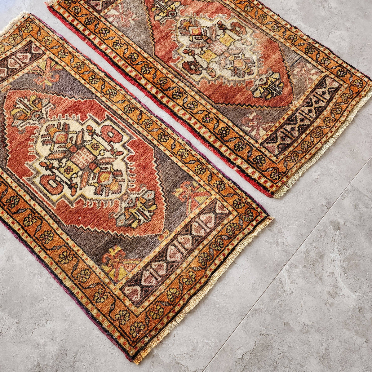Vintage Uşak Yastık Halı 2'li Set 52 x 93 cm