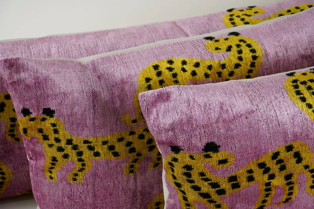 İpek Ikat Kadife Kırlent Kılıfı 3'li Set 40 x 60 cm