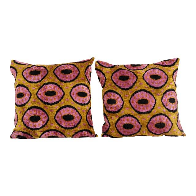 İpek Ikat Kadife Kırlent Kılıfı 2'li Set 60 x 60 cm