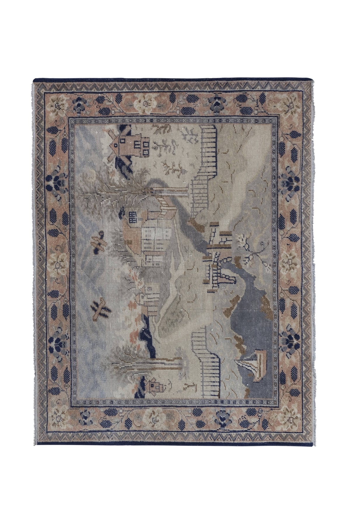 Vintage El İşlemesi Halı 110 x 145 cm