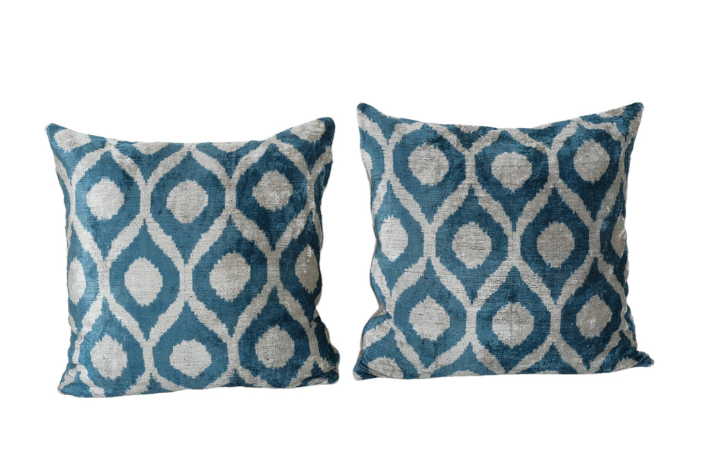 İpek Ikat Kadife Kırlent Kılıfı 2'li Set 58 x 58 cm