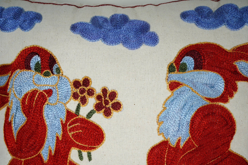 Tavşan Desenli Suzani Kırlent Kılıfı 2'li Set 47 x 47 cm
