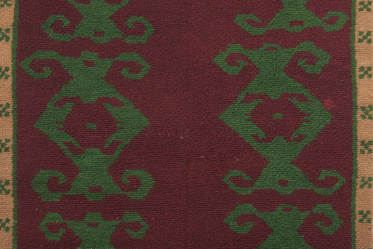 Vintage Türk Damalı Tulu Halı 121 x 156 cm