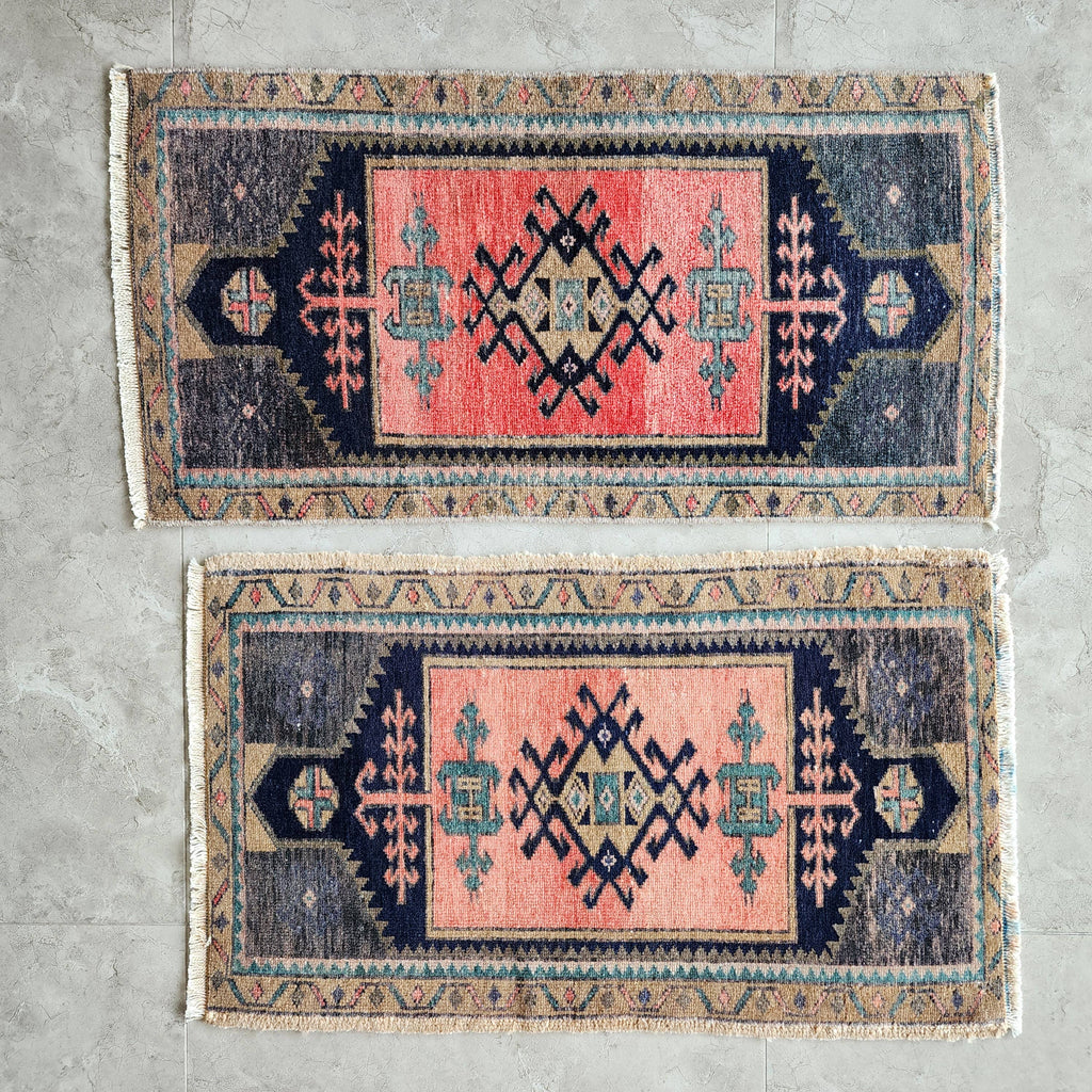 Vintage Türk Yastık Halı 2'li Set 49 x 81 cm