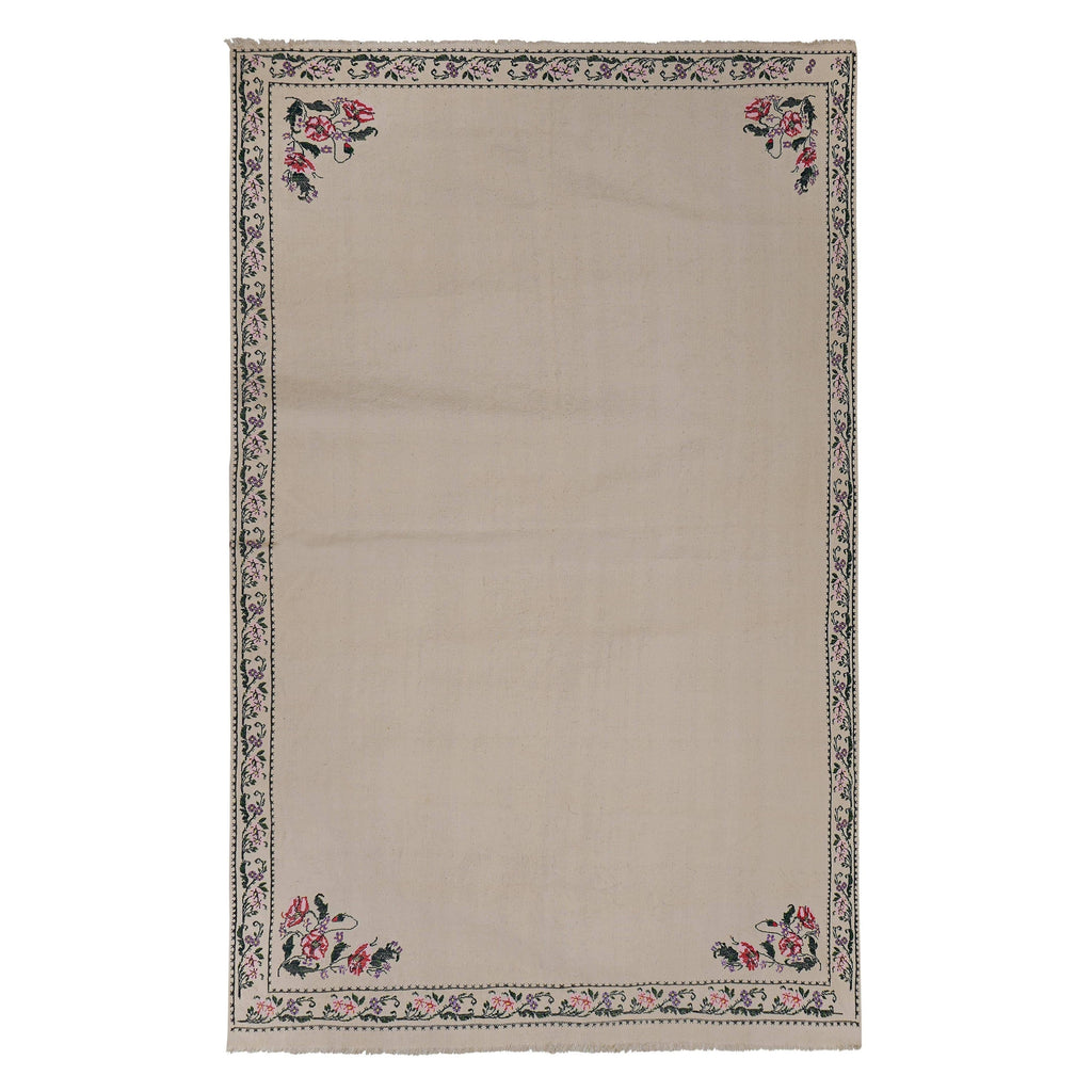 Vintage Aubusson Çiçek Desenli Kilim 160 x 250 cm