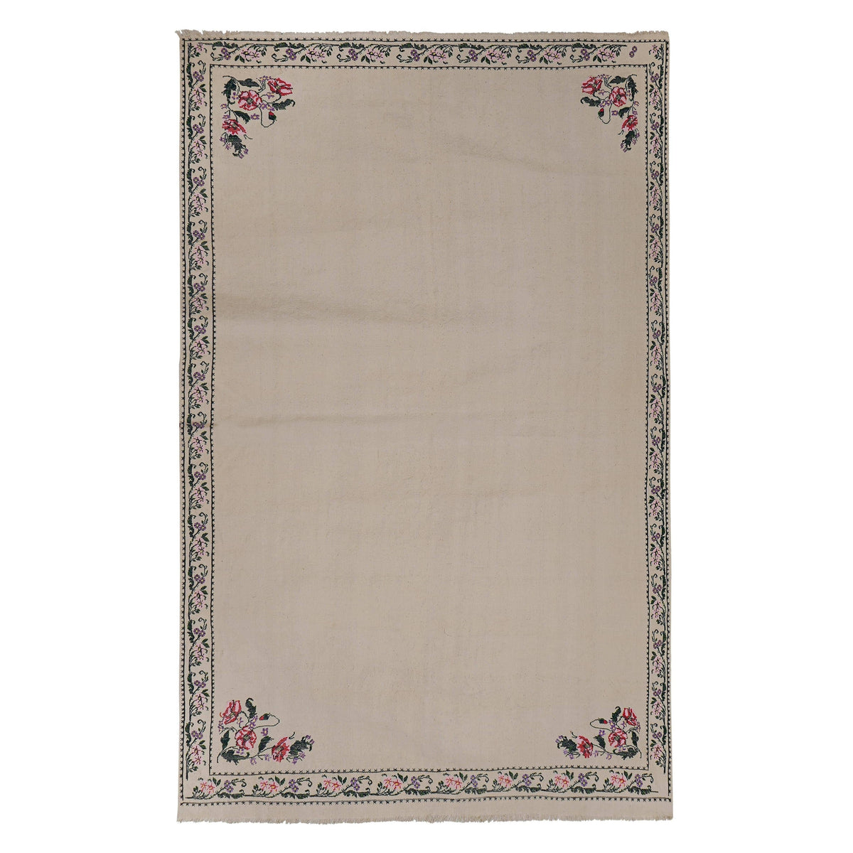 Vintage Aubusson Çiçek Desenli Kilim 160 x 250 cm