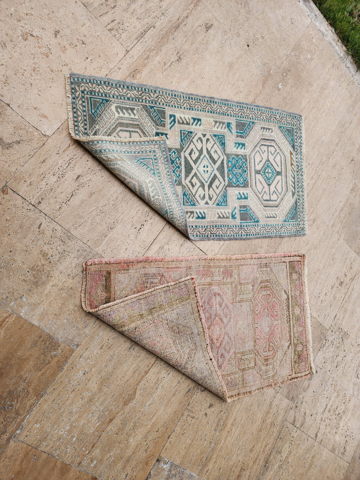 Vintage Türk Yastık Halı 2'li Set 55 x 92 cm