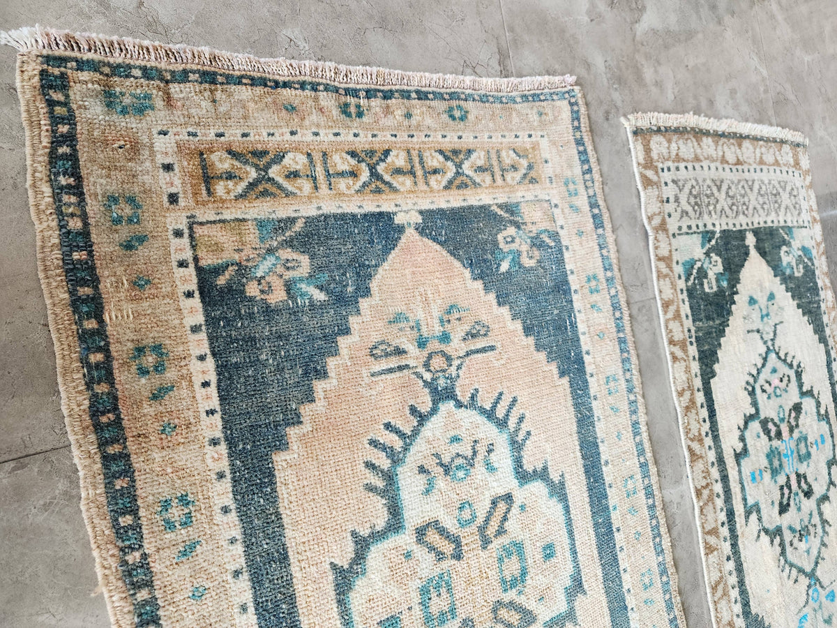 Vintage Türk Yastık Halı 2'li Set 51 x 97 cm