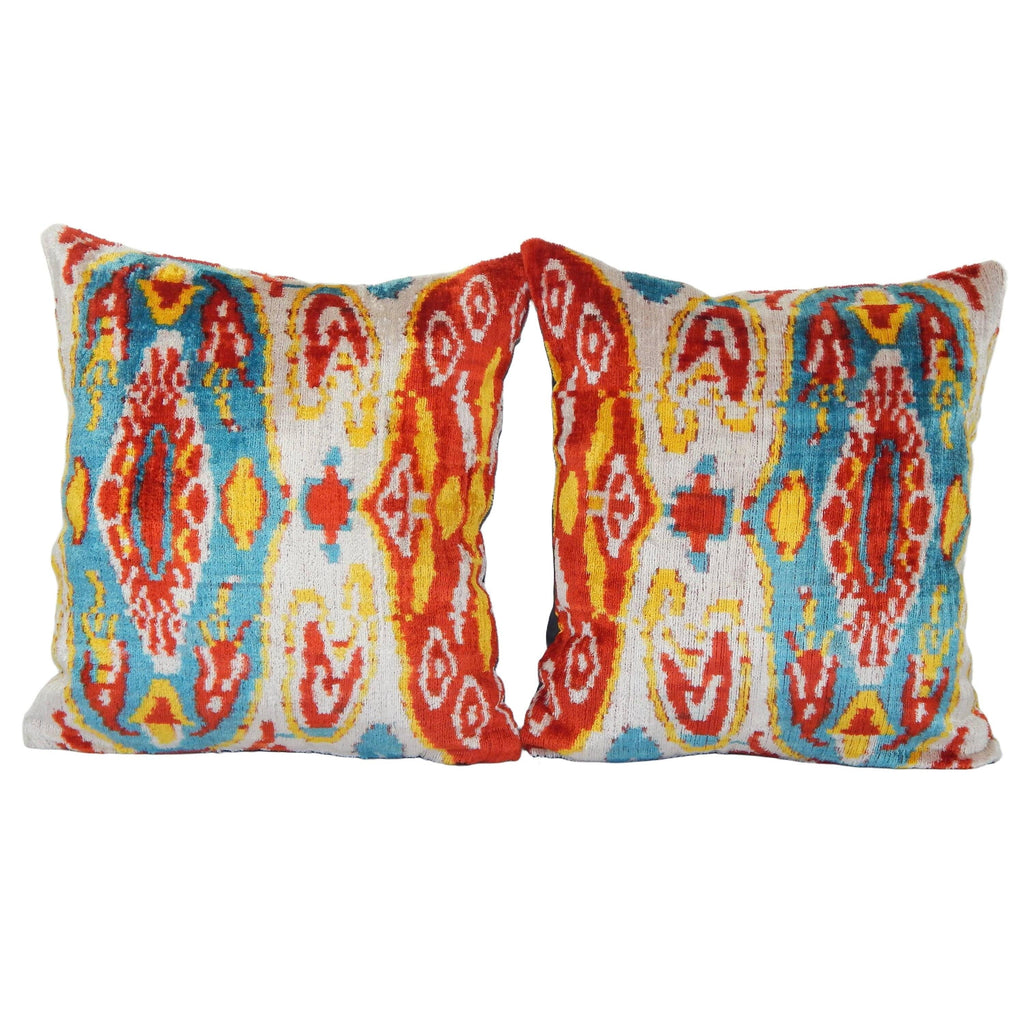 İpek Ikat Kadife Kırlent Kılıfı 2'li Set 40 x 40 cm