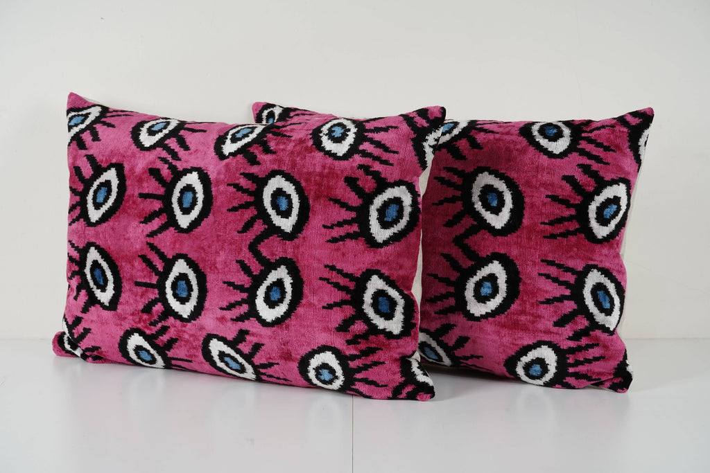 İpek Ikat Kadife Kırlent Kılıfı 2'li Set 40 x 60 cm