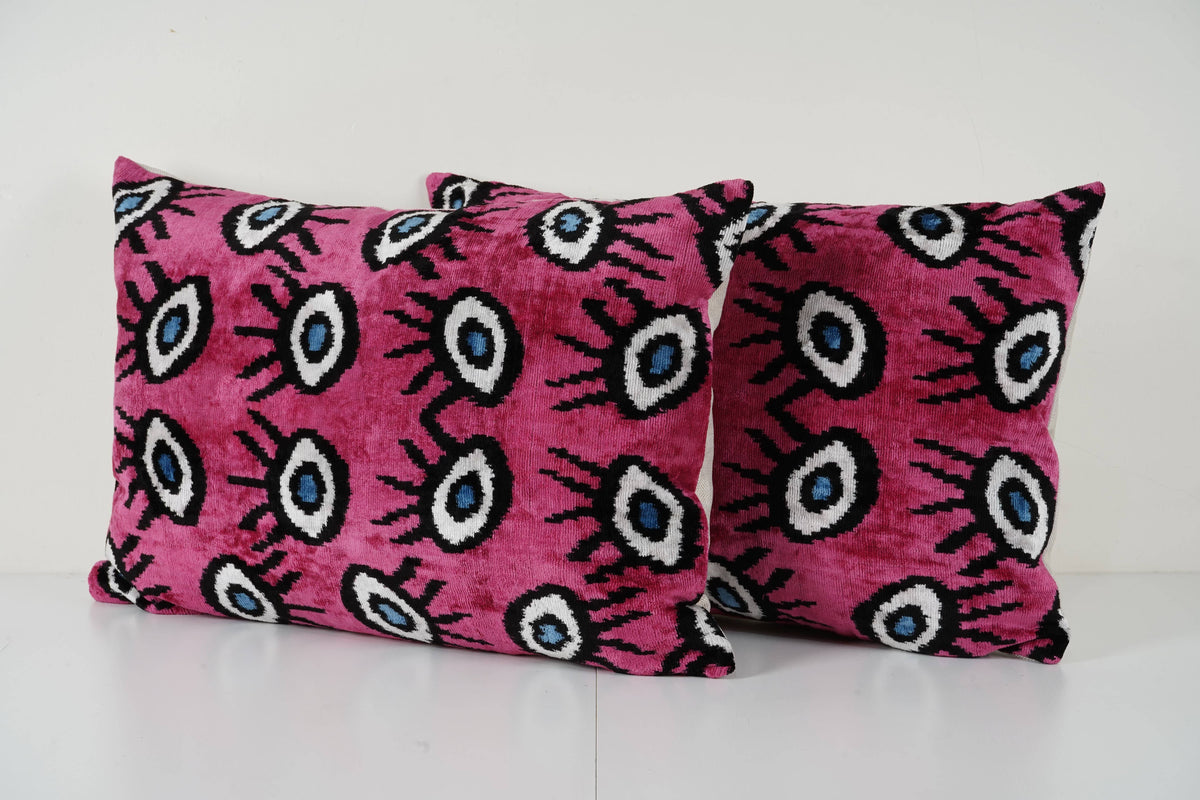 İpek Ikat Kadife Kırlent Kılıfı 2'li Set 40 x 60 cm