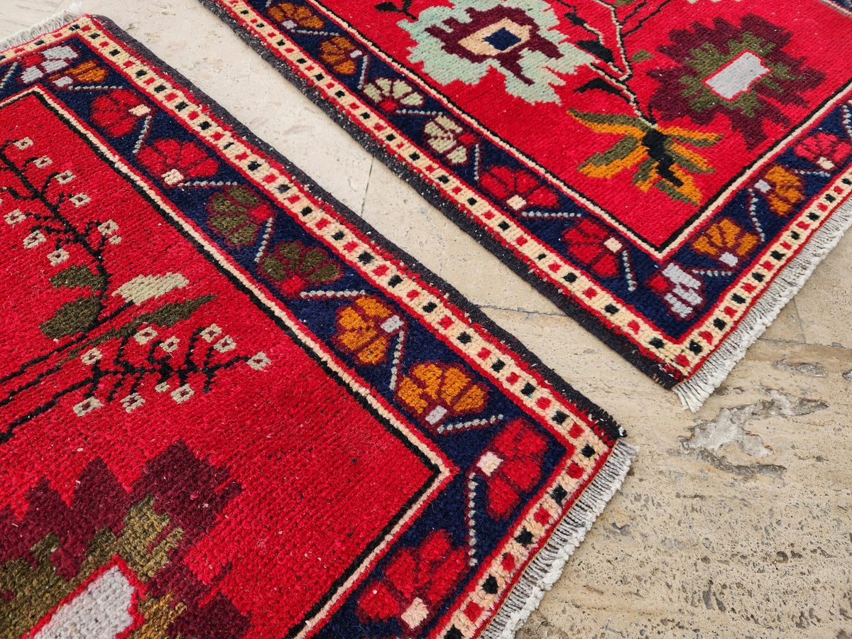 Vintage Türk Yastık Halı 2'li Set 77 x 81 cm