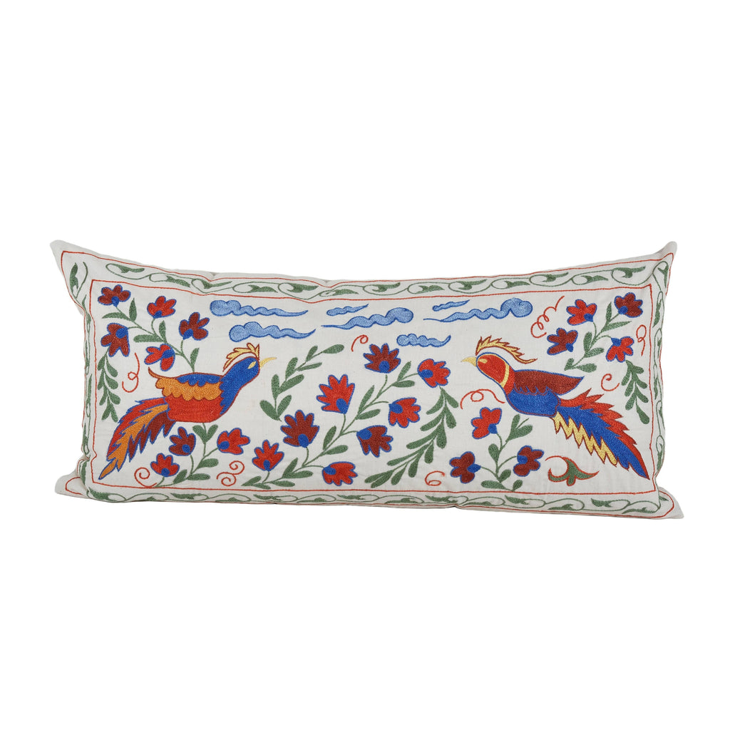 Kuş Desenli Suzani Kırlent Kılıfı 45 x 90 cm