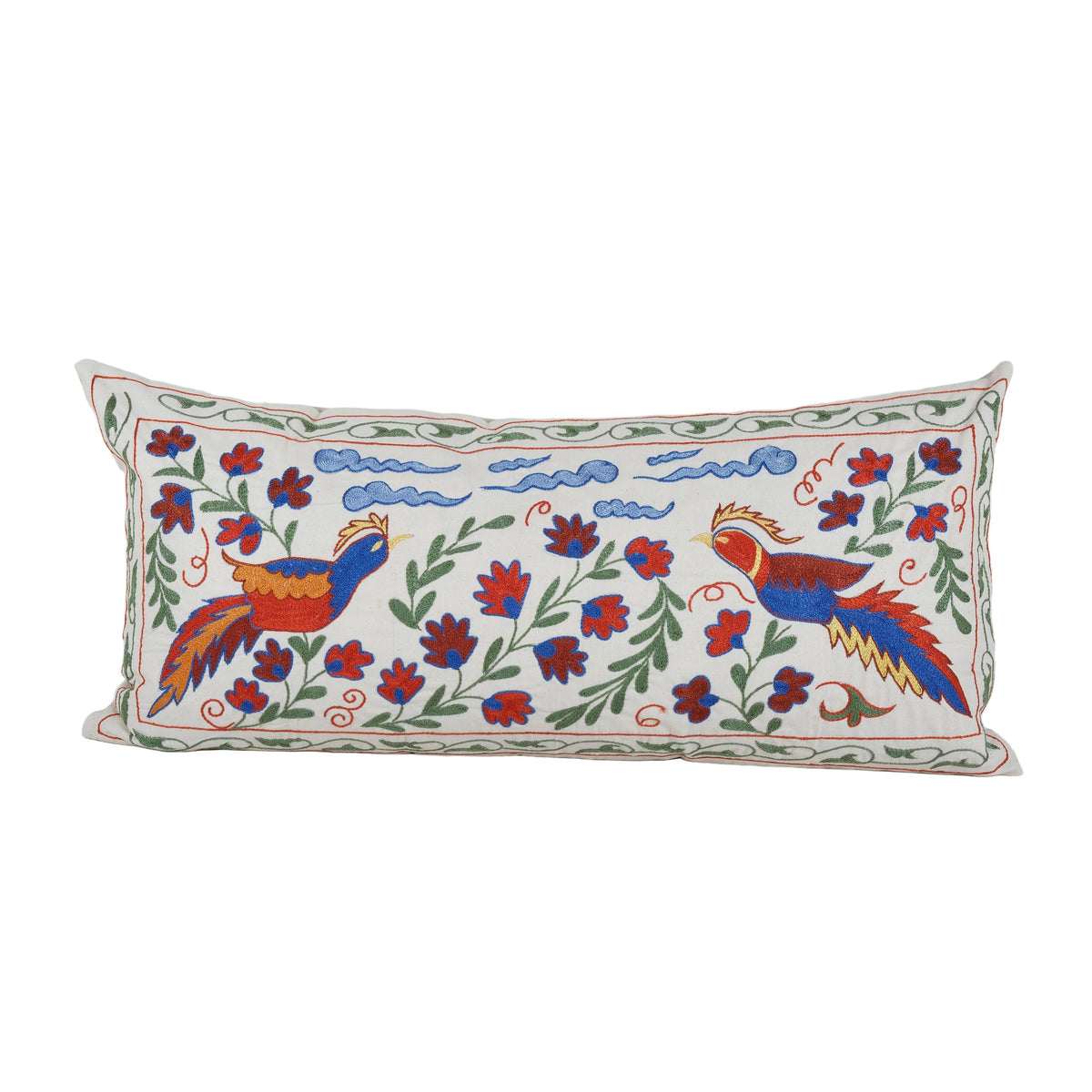 Kuş Desenli Suzani Kırlent Kılıfı 45 x 90 cm