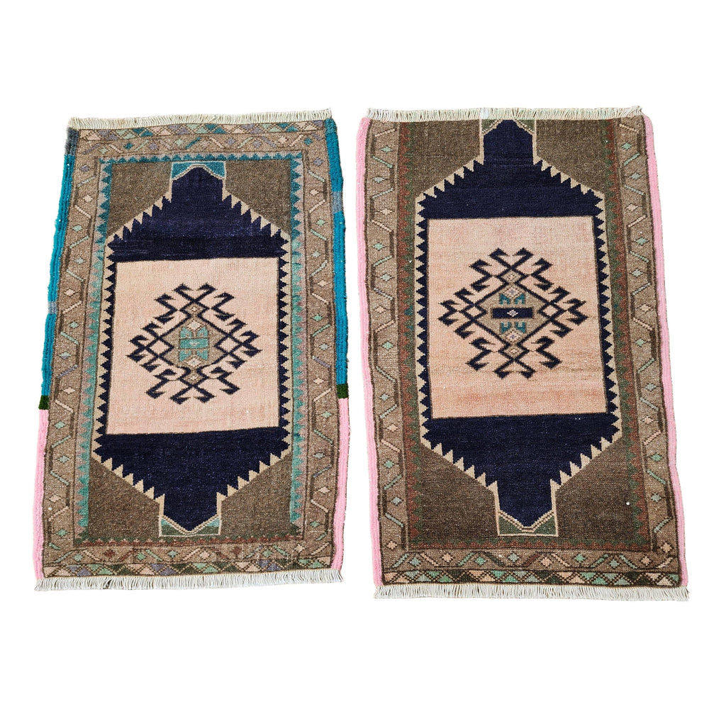 Vintage Türk Yastık Halı 2'li Set 51 x 82 cm