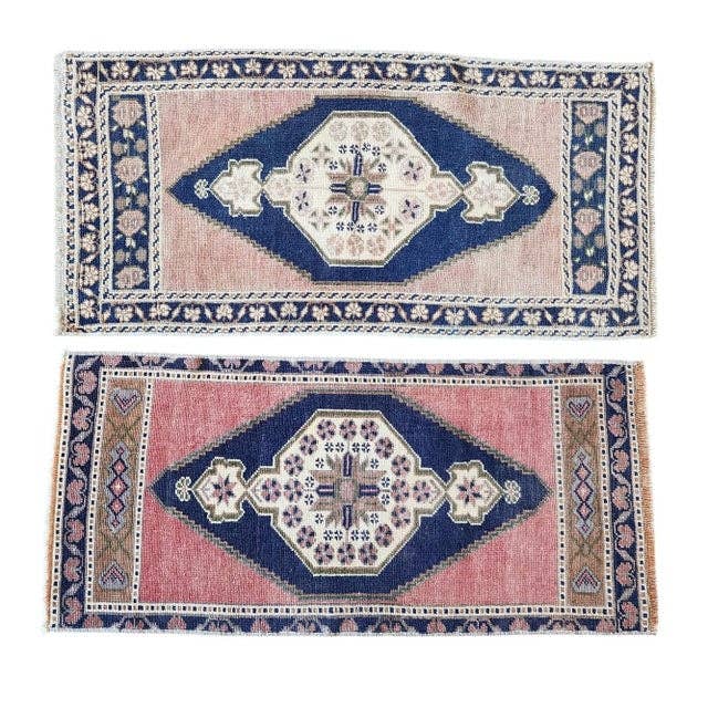 Vintage Türk Yastık Halı 2'li Set 48 x 103 cm
