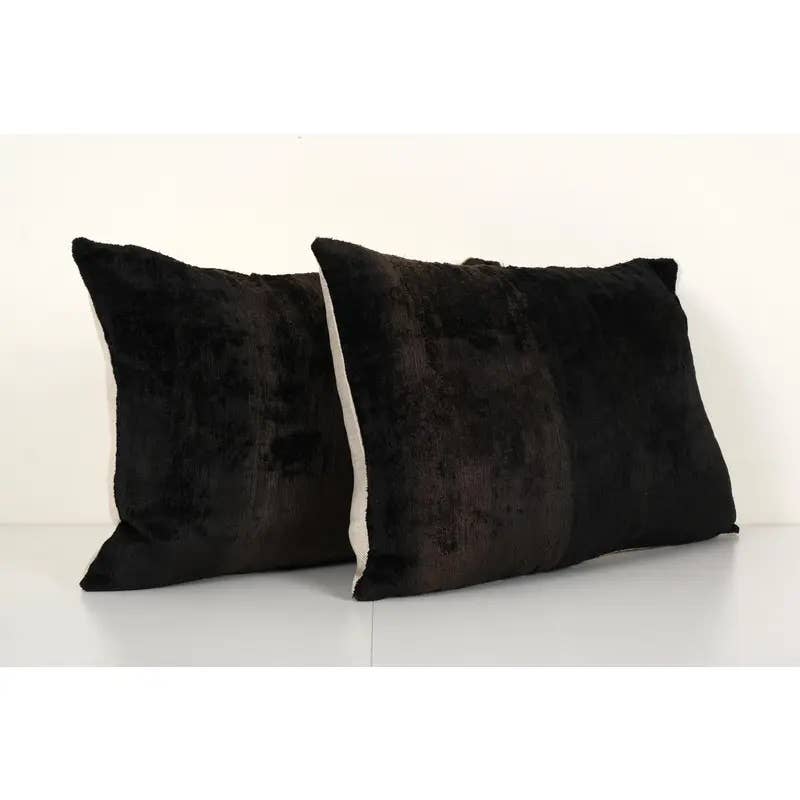 İpek Ikat Kadife Kırlent Kılıfı 2'li Set 40 x 60 cm