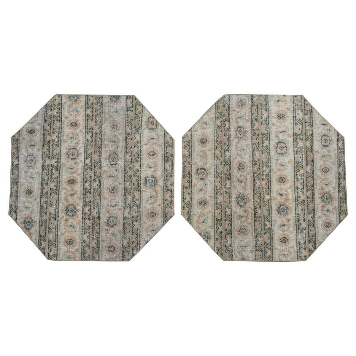 Vintage Türk Yastık Halı 2'li Set 101 x 103 cm