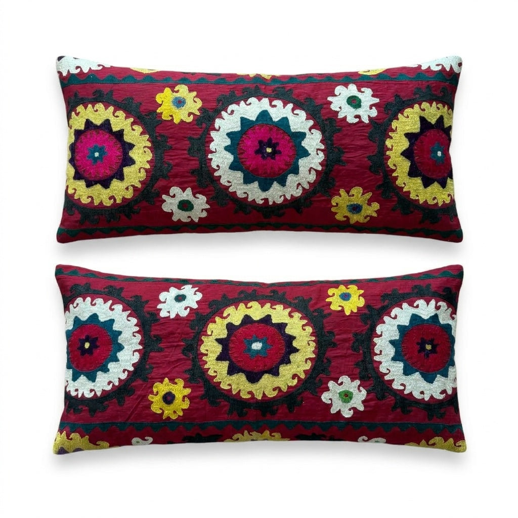 Özbek Suzani Kırlent Kılıfı 2'li Set 37 x 78 cm