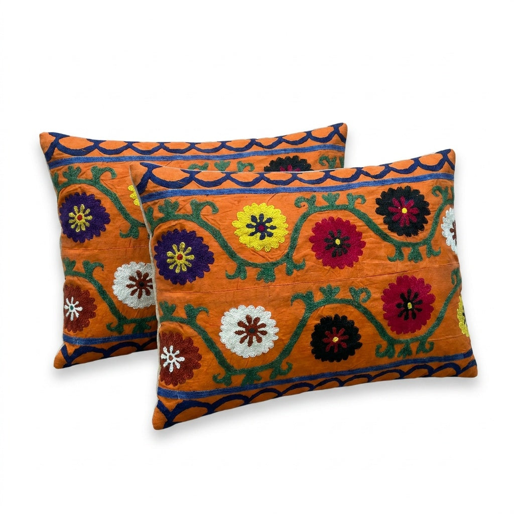 Özbek Suzani Kırlent Kılıfı 2'li Set 52 x 65 cm