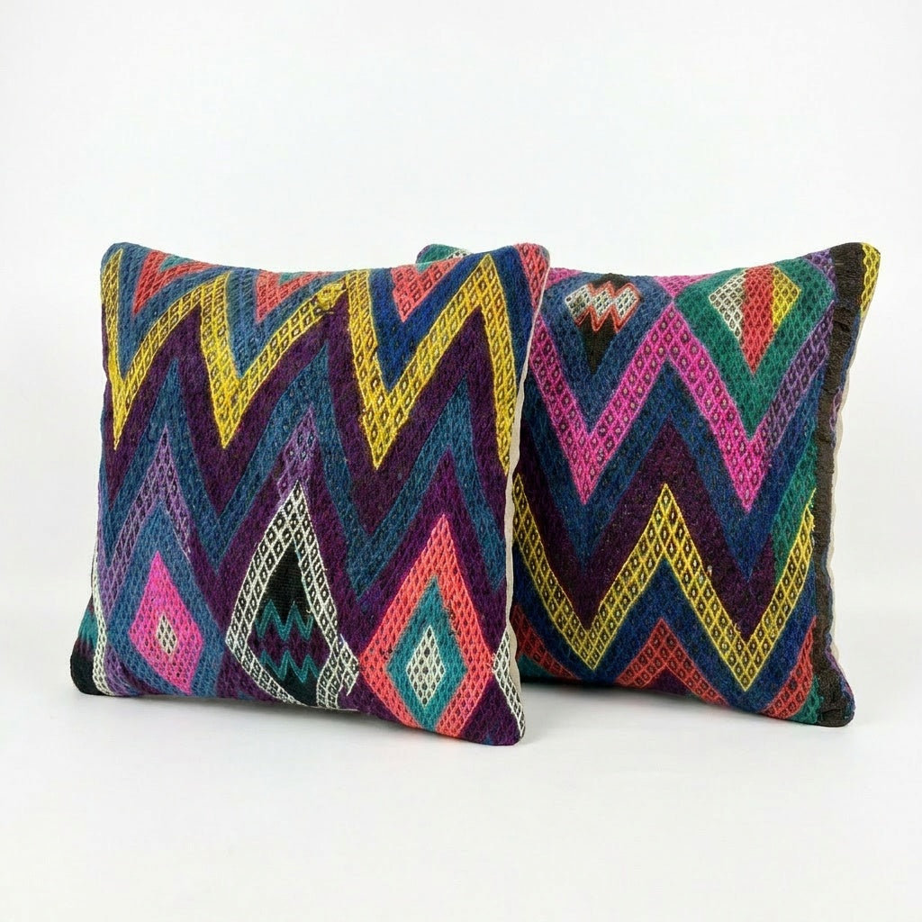 Türk Kilim Kırlent Kılıfı 2'li Set 60 x 60 cm