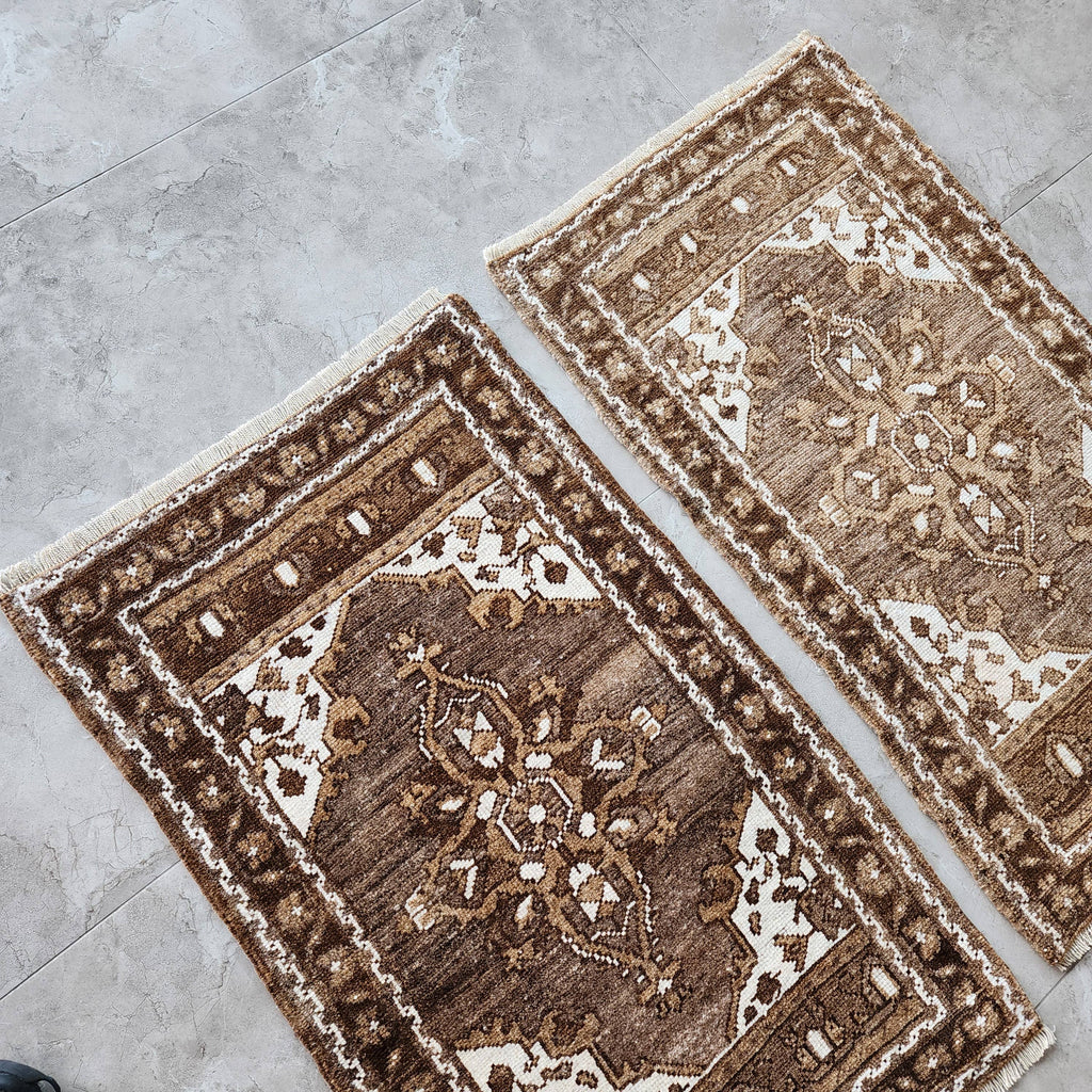 Vintage Türk Yastık Halı 2'li Set 53 x 90 cm