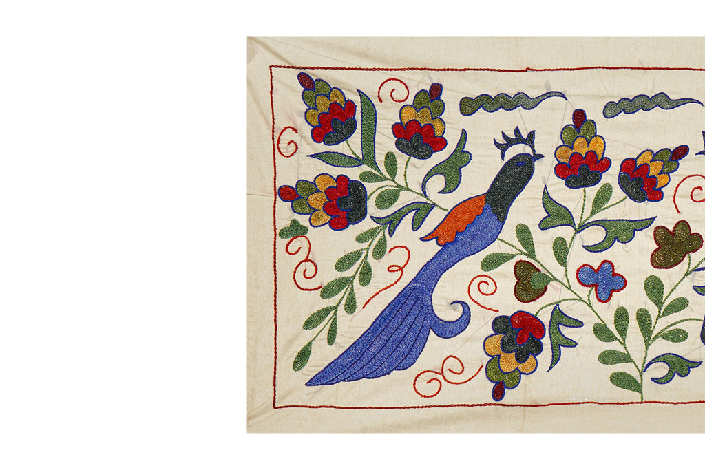 Kuş Desenli Suzani Yolluk 46 x 90 cm