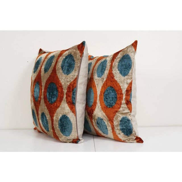 İpek Ikat Kadife Kırlent Kılıfı 2'li Set 60 x 60 cm