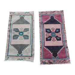 Vintage Uşak Yastık Halı 2'li Set 49 x 89 cm