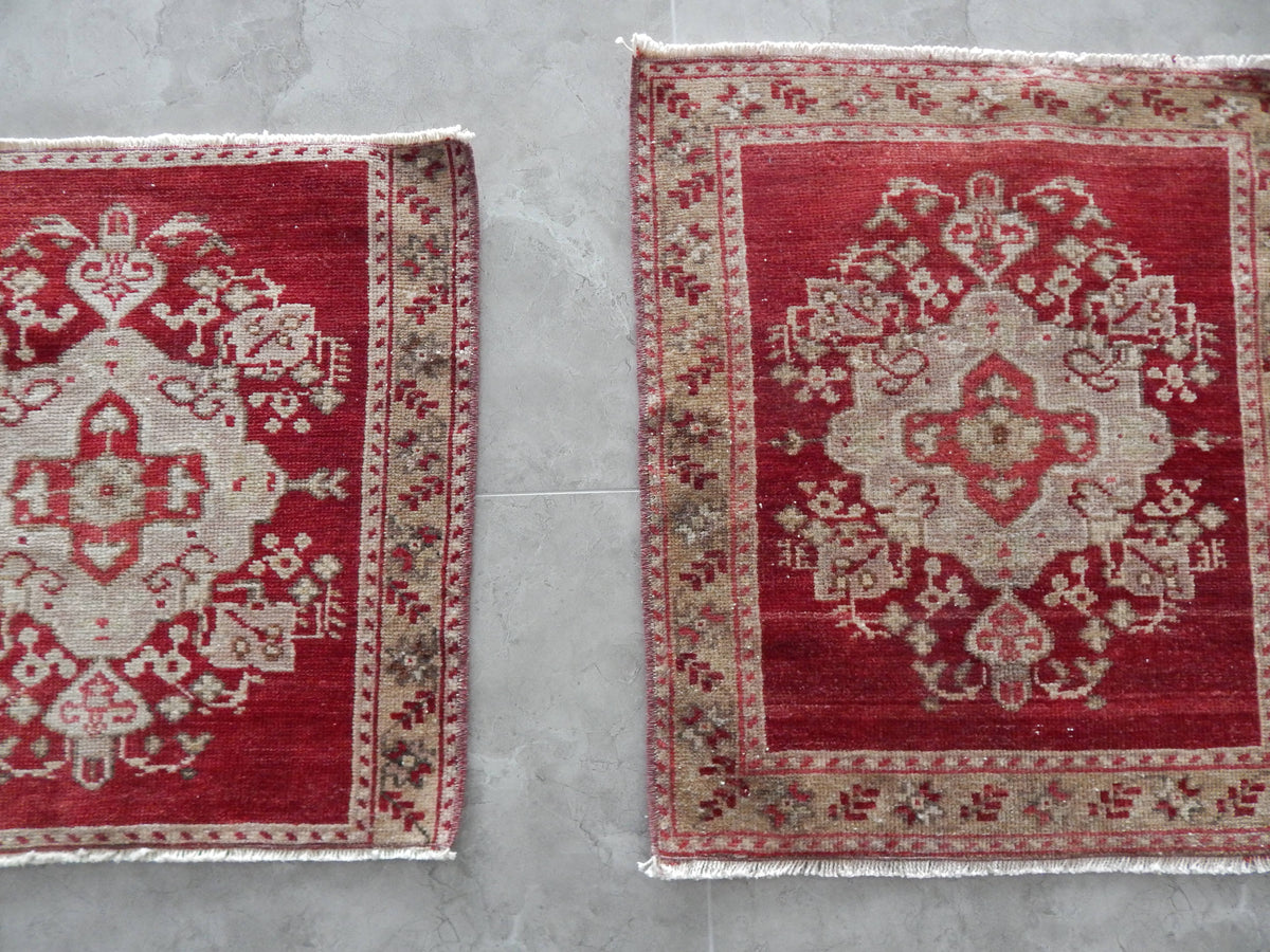 Vintage Türk Yastık Halı 2'li Set 61 x 70 cm
