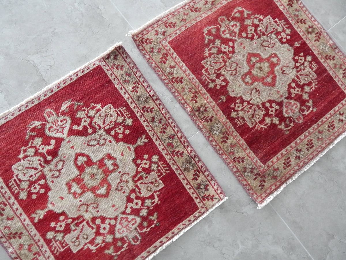 Vintage Türk Yastık Halı 2'li Set 61 x 70 cm