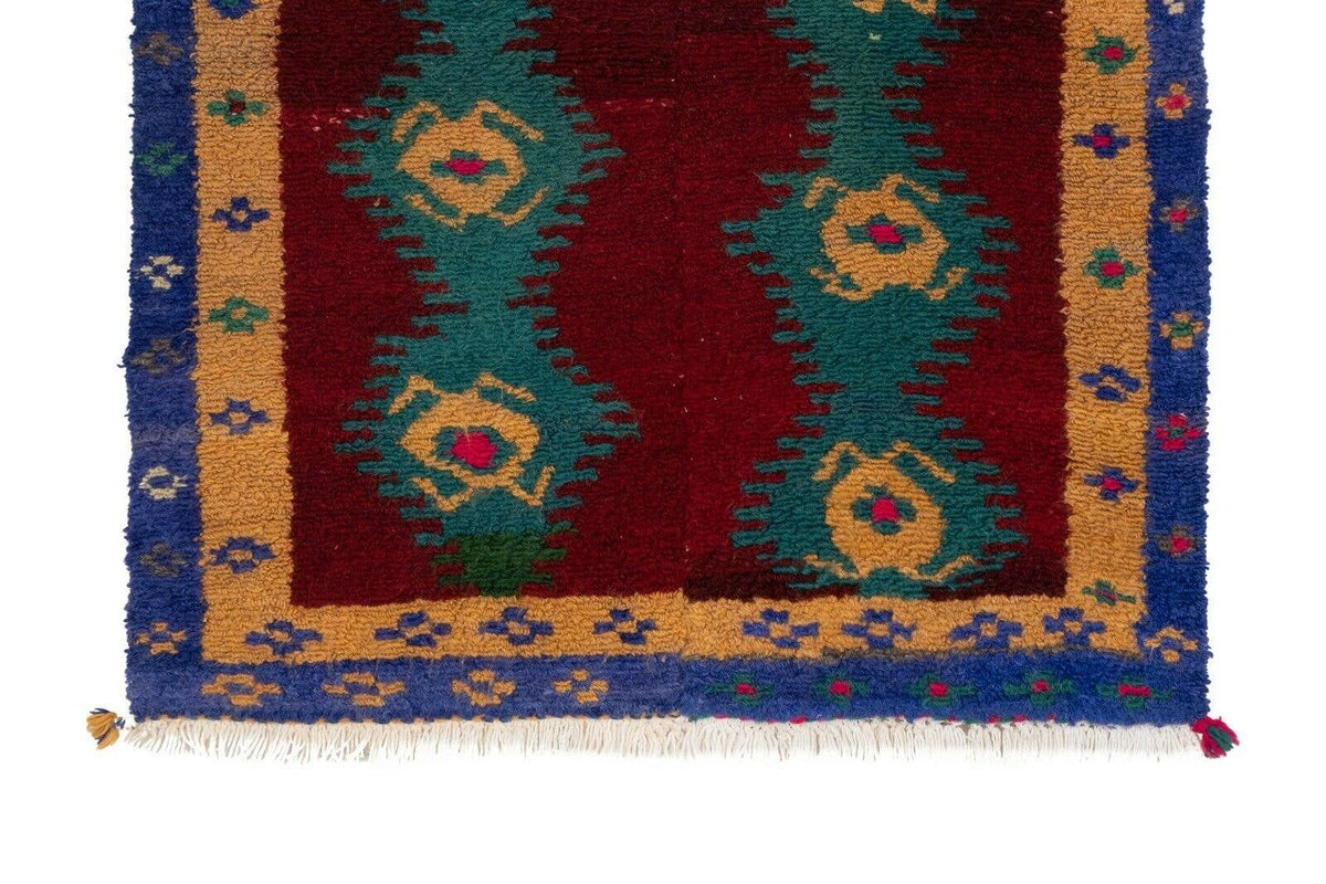Vintage Türk Damalı Tulu Halı 110 x 132 cm