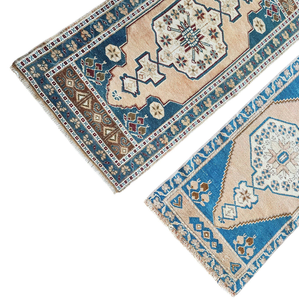 Vintage Türk Yastık Halı 2'li Set 56 x 106 cm