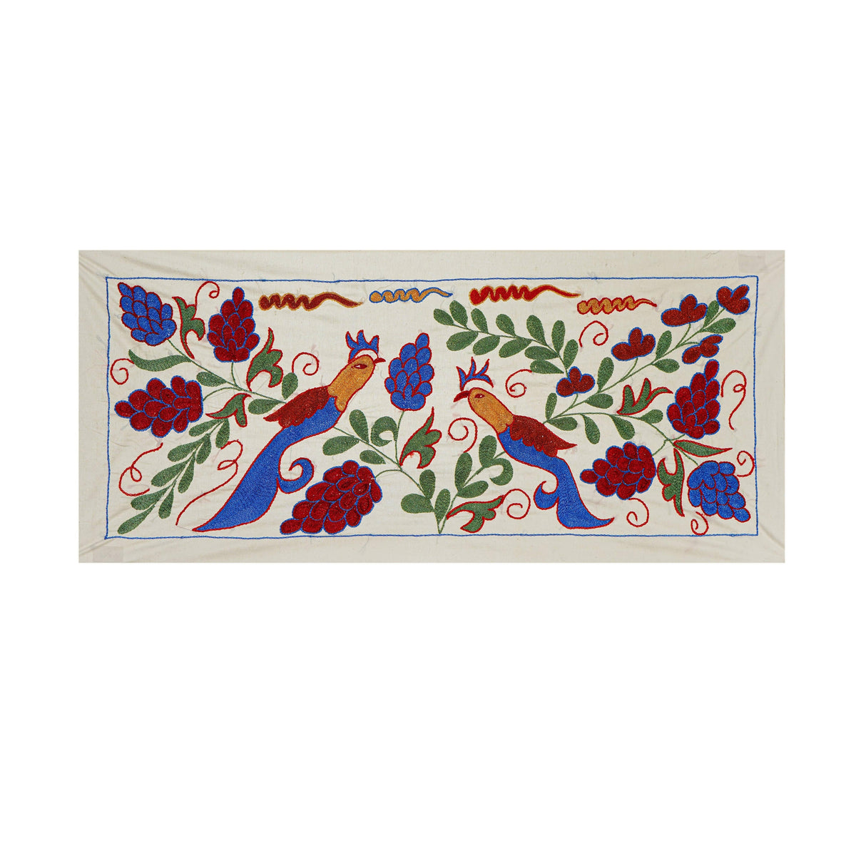Kuş Desenli Suzani Duvar Örtüsü 44 x 96 cm