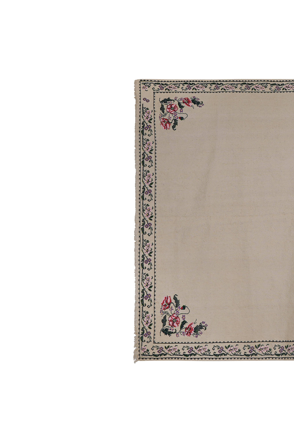 Vintage Aubusson Çiçek Desenli Kilim 160 x 250 cm