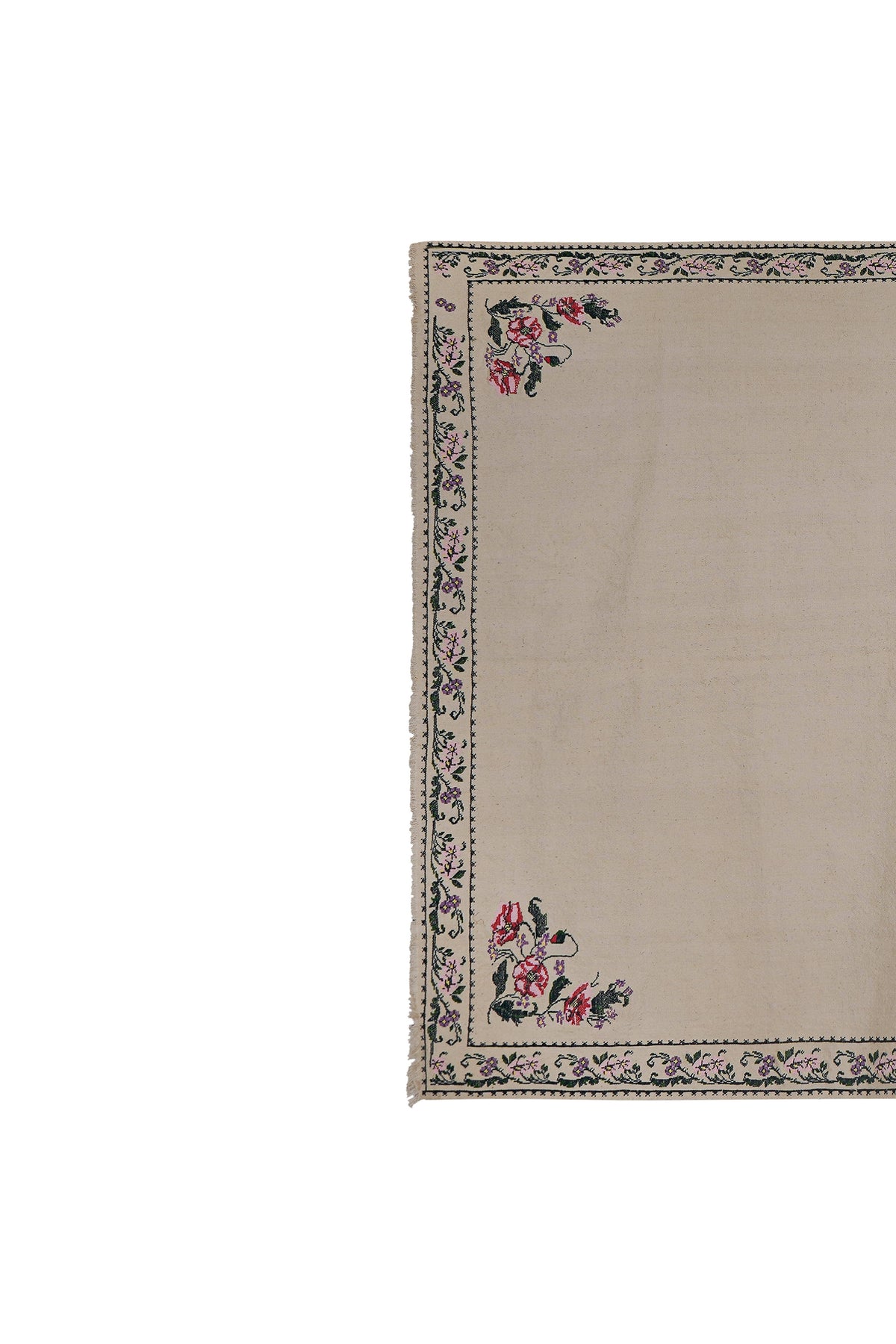 Vintage Aubusson Çiçek Desenli Kilim 160 x 250 cm