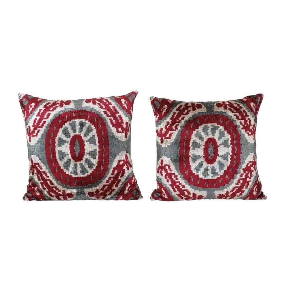 İpek Ikat Kadife Kırlent Kılıfı 2'li Set 60 x 60 cm