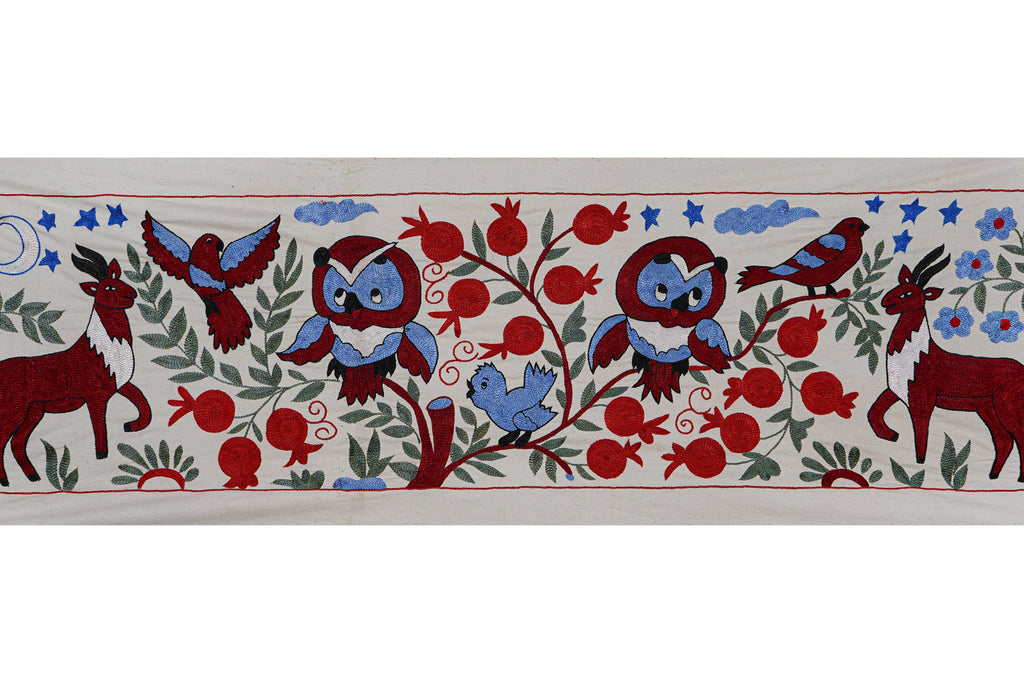 Baykuş Desenli Suzani Yolluk 50 x 144 cm
