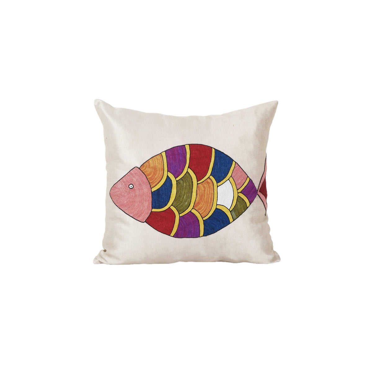 Balık Desenli Suzani Kırlent Kılıfı 48 x 48 cm