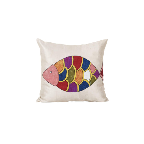 Balık Desenli Suzani Kırlent Kılıfı 48 x 48 cm
