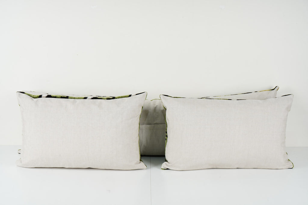 İpek Ikat Kadife Kırlent Kılıfı 3'li Set 40 x 130 cm