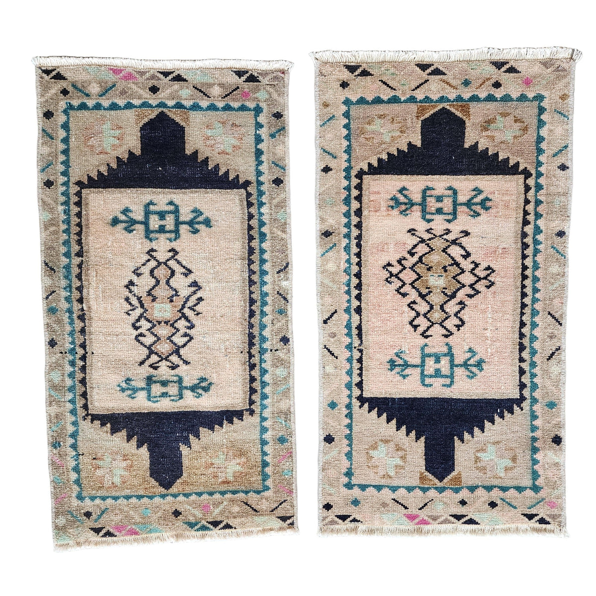 Vintage Türk Yastık Halı 2'li Set 47 x 87 cm