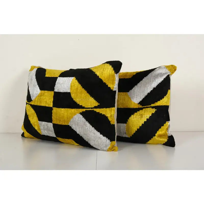 İpek Ikat Kadife Kırlent Kılıfı 2'li Set 40 x 60 cm