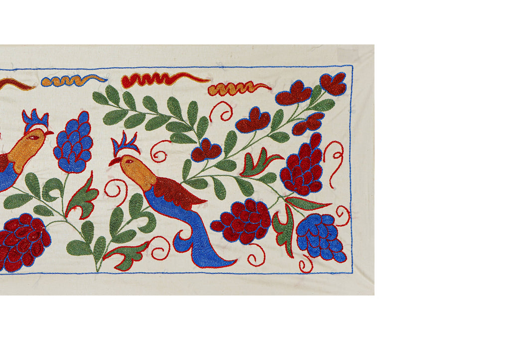 Kuş Desenli Suzani Duvar Örtüsü 44 x 96 cm
