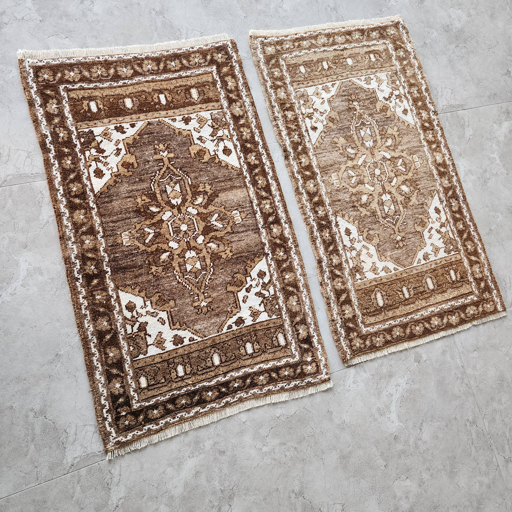 Vintage Türk Yastık Halı 2'li Set 53 x 90 cm