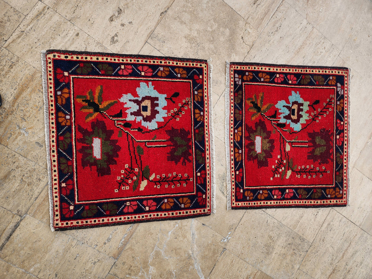 Vintage Türk Yastık Halı 2'li Set 73 x 79 cm
